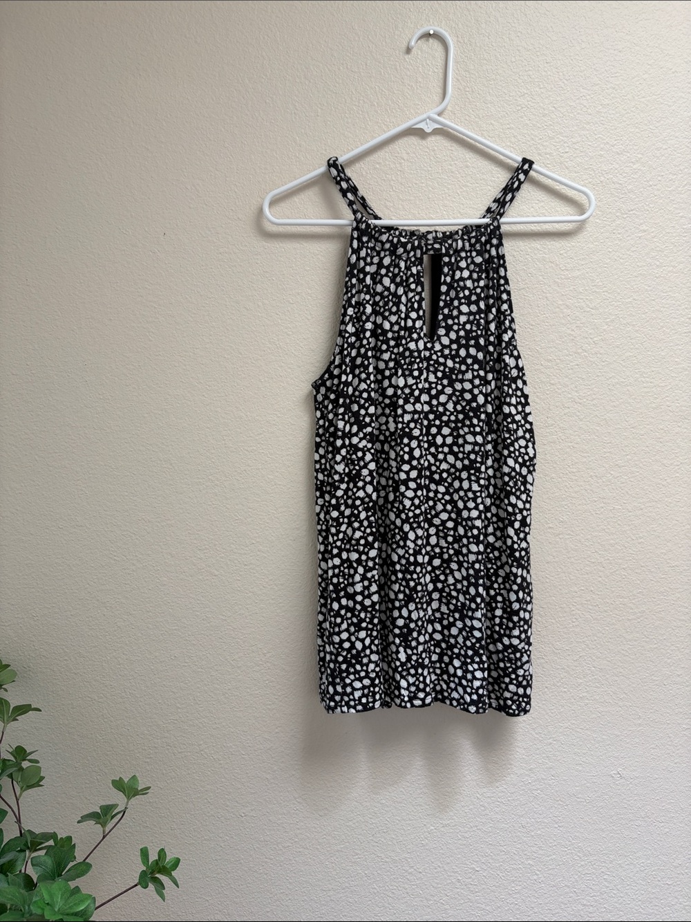 Banana Republic Black White Polka Dot Spot Halter Neck Tank, Size XS Inner Bra